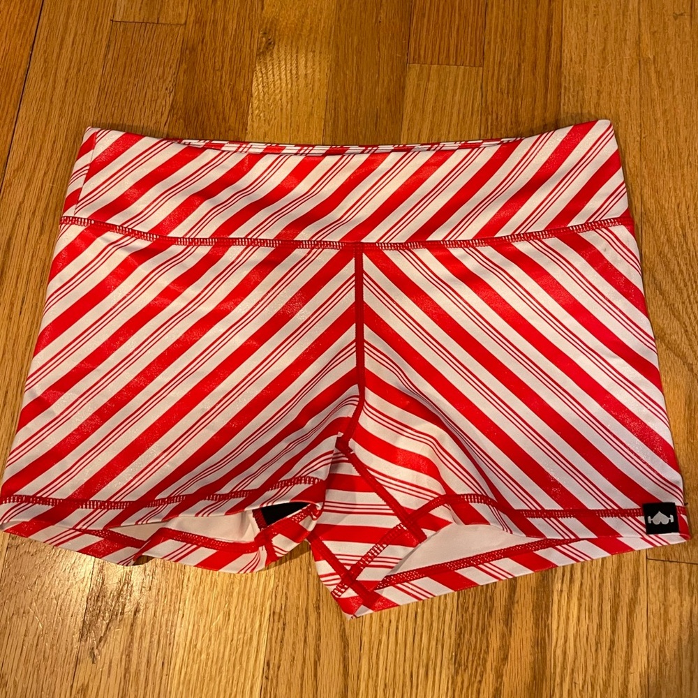 WOD bottom booty shorts, candy cane